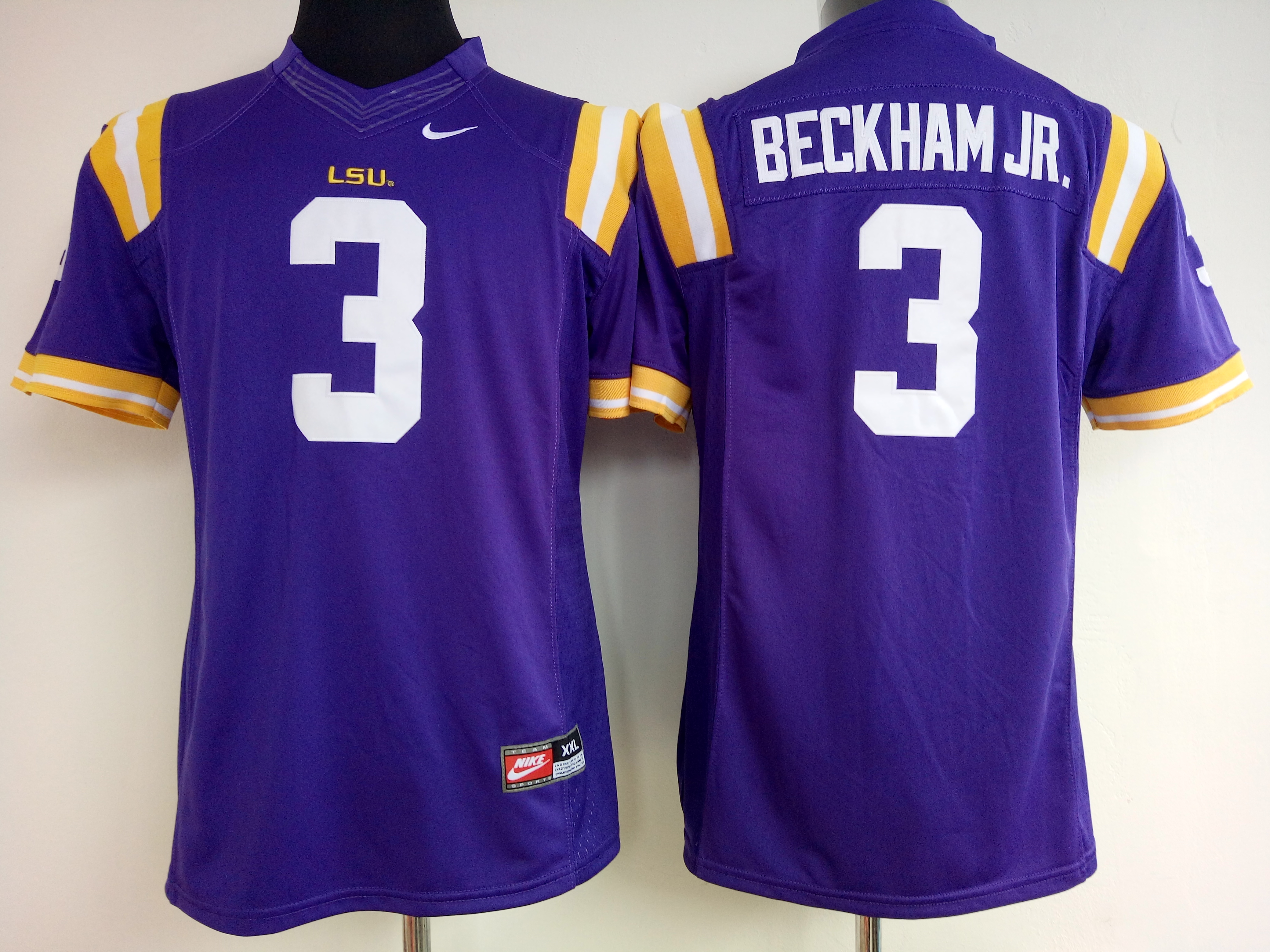 NCAA Womens LSU Tigers Purple #3 Beckham Jr jerseys